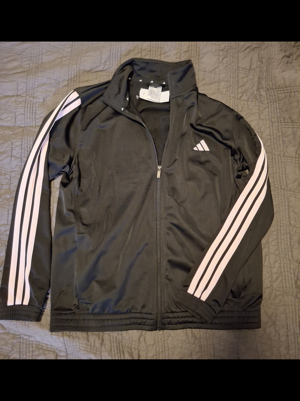 Adidas Womens' Black Track Jacket with Pink Stripes